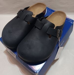 Birkenstock Boston BS Black Leather Size 42, US Women's 11, Men's 9 Regular Fit